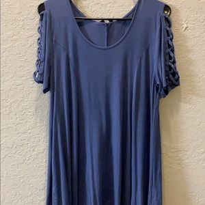 Blue, criss cross sleeve tunic
